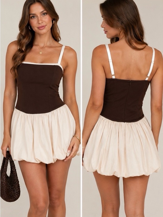 Show Me Your MuMu Dresses & Skirts - Show Me Your Mumu Contrast Bubble Hem Mini Dress with Built In Shorts
